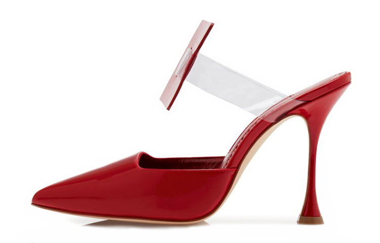 (W) Manolo Blahnik Patent Leather Pointed-Toe Sandals 'Red'