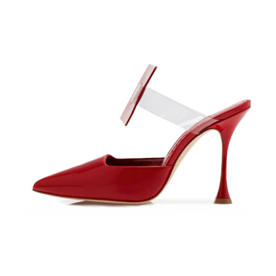 (W) Manolo Blahnik Patent Leather Pointed-Toe Sandals 'Red'
