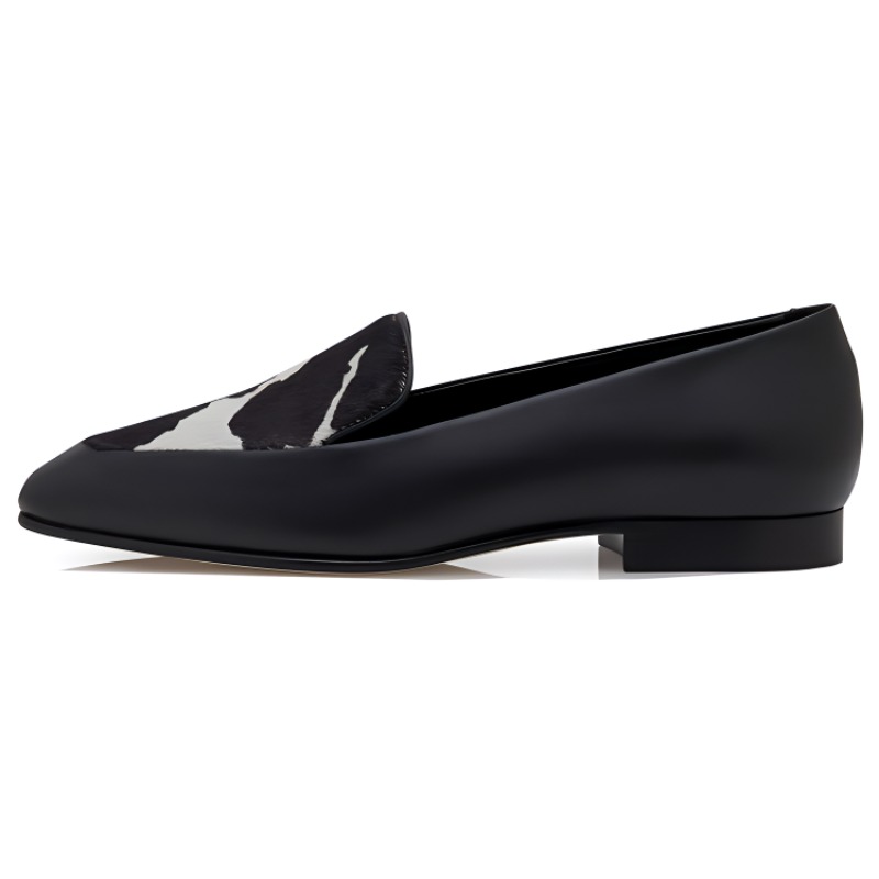 (W) Manolo Blahnik Piltaka 'Black Leather Loafers'