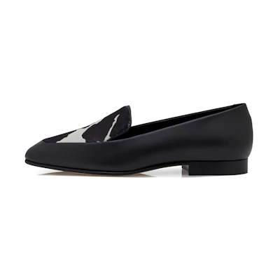 (W) Manolo Blahnik Piltaka 'Black Leather Loafers'