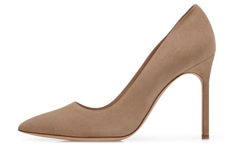 (Women) Manolo Blahnik Pointed-Toe Court Stiletto Heels 'Sand Suede' 9XX-0422-0023