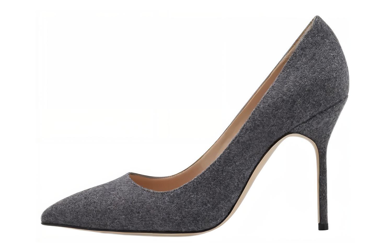 (W) Manolo Blahnik Pointed-Toe High Heels 'Grey Wool Fashion'