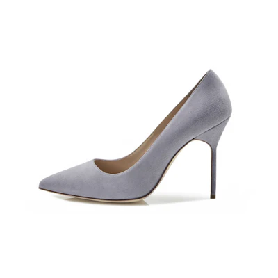 (W) Manolo Blahnik Pointed-Toe High Heels 'Light Grey Suede'