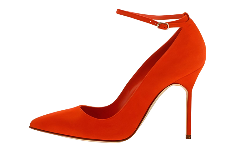 (W) Manolo Blahnik Pointed-Toe High Heels 'Orange Velvet'