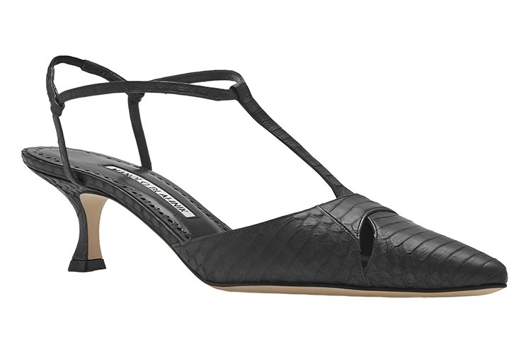 Order (W) Manolo Blahnik Kasut Tumit Runcing Kulit 'Hitam' 218-0069-0013