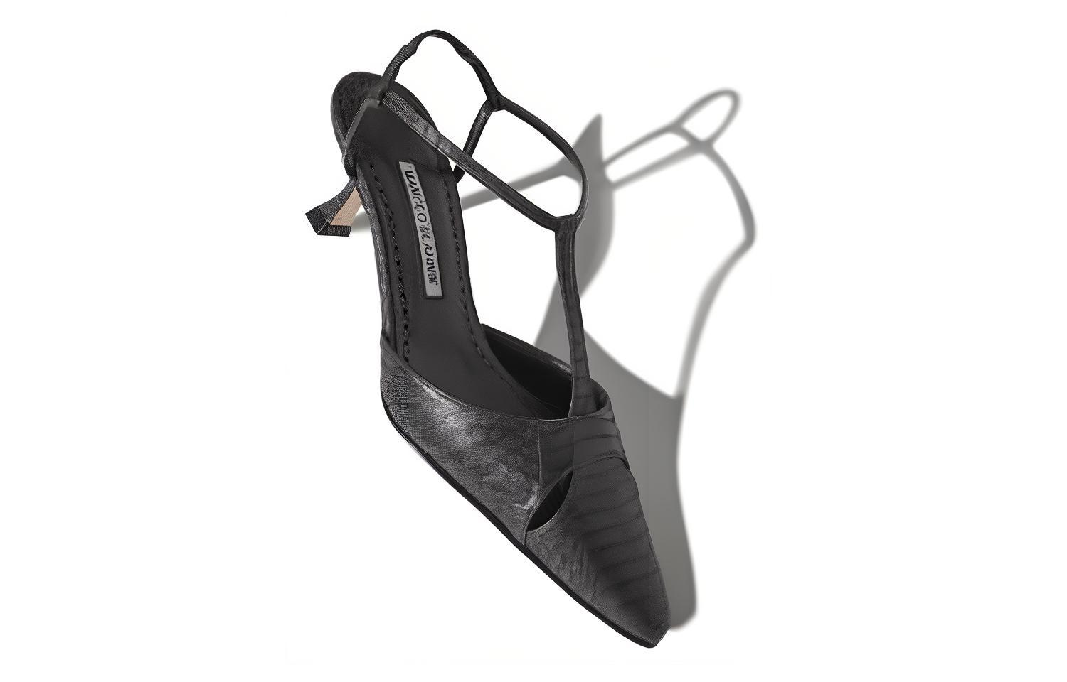 Lookbook (W) Manolo Blahnik Kasut Tumit Runcing Kulit 'Hitam' 218-0069-0013