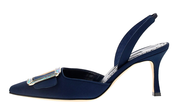 (Women) Manolo Blahnik Pointed-Toe Leather Sandals 'Blue' 221-0958-4116