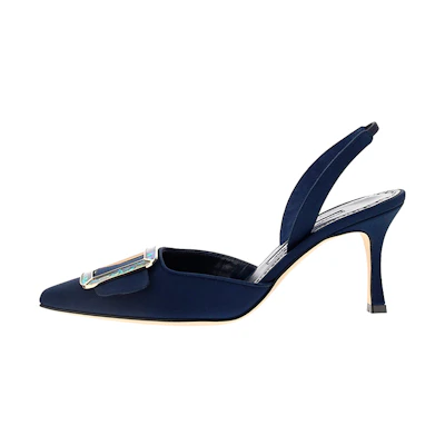 (W) Manolo Blahnik Pointed-Toe Leather Sandals 'Blue'