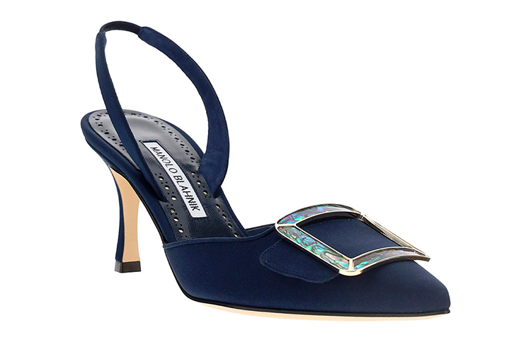 (W) Manolo Blahnik Pointed-Toe Leather Sandals 'Blue' 圖 2