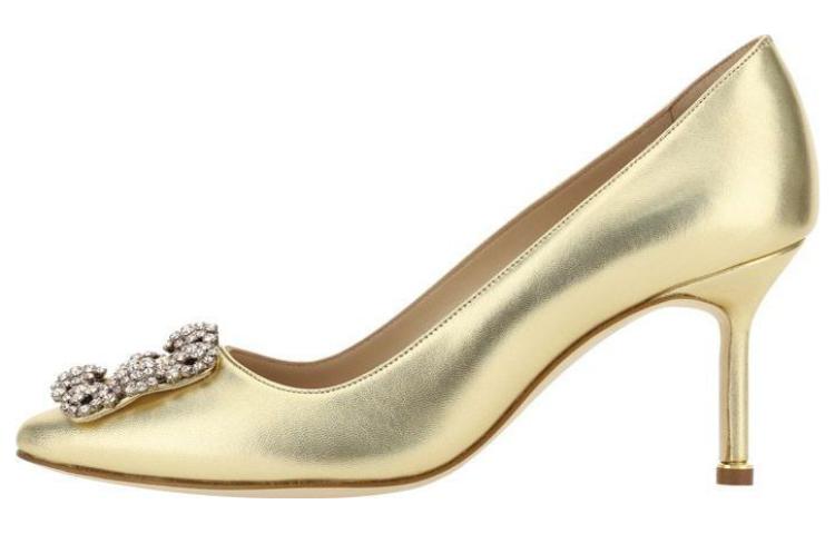 (Women) Manolo Blahnik Pointed-Toe Mule 'Gold' 223-1494-7103