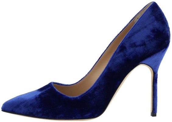 (Women) Manolo Blahnik Pointed-Toe Mule Stiletto 'Blue Velvet' 323-2552-4326 Buy (Women) Manolo Blahnik Pointed-Toe Mule Stiletto 'Blue Velvet' 323-2552-4326