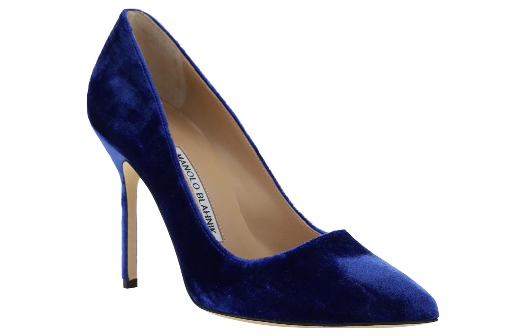 Order (Women) Manolo Blahnik Pointed-Toe Mule Stiletto 'Blue Velvet' 323-2552-4326