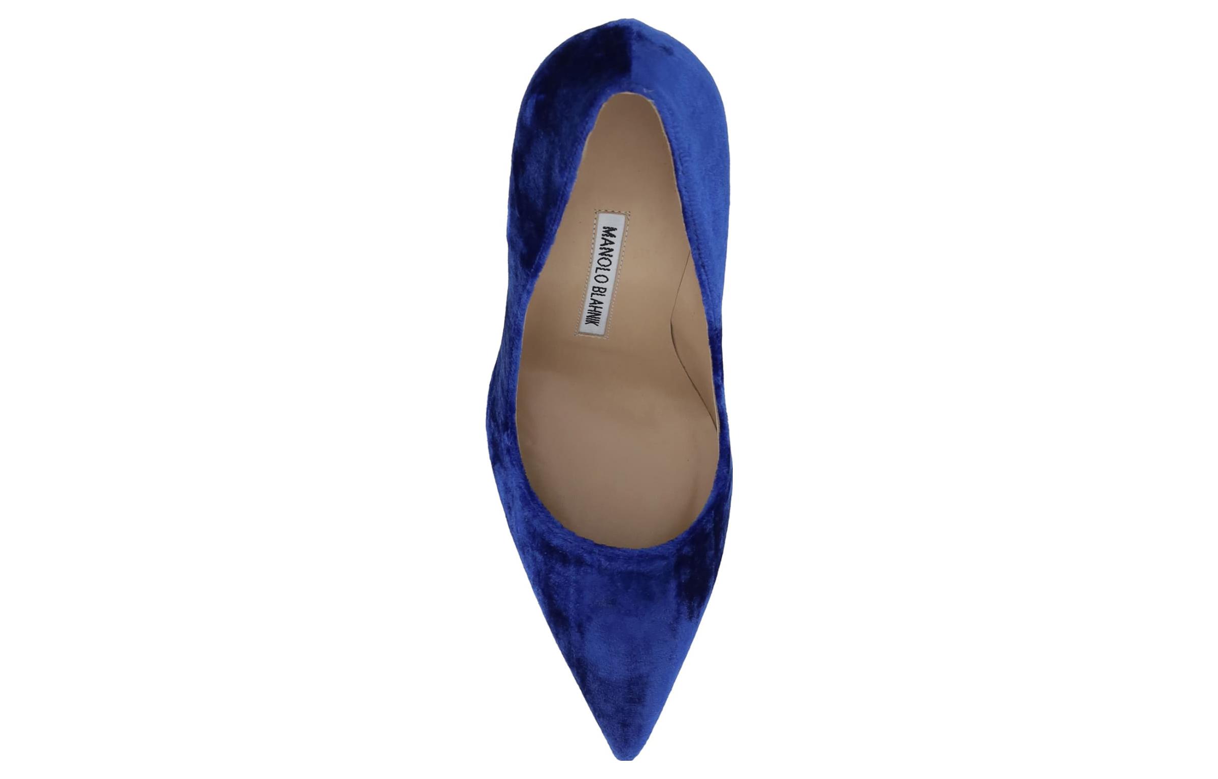 Shop (Women) Manolo Blahnik Pointed-Toe Mule Stiletto 'Blue Velvet' 323-2552-4326