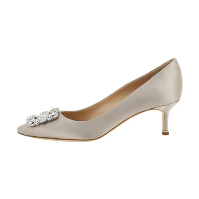 (W) Manolo Blahnik Pointed-Toe Slip-On Stiletto 'Grey'