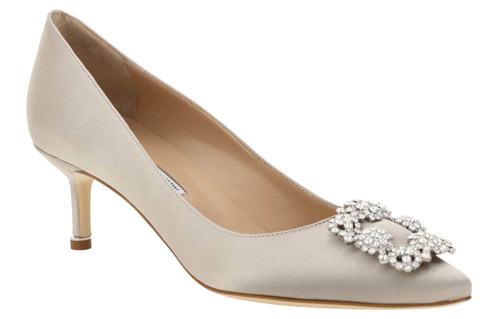 Order (W) Manolo Blahnik Kasut Tumit Runcing Selipar 'Kelabu' 9XX-0315-0502