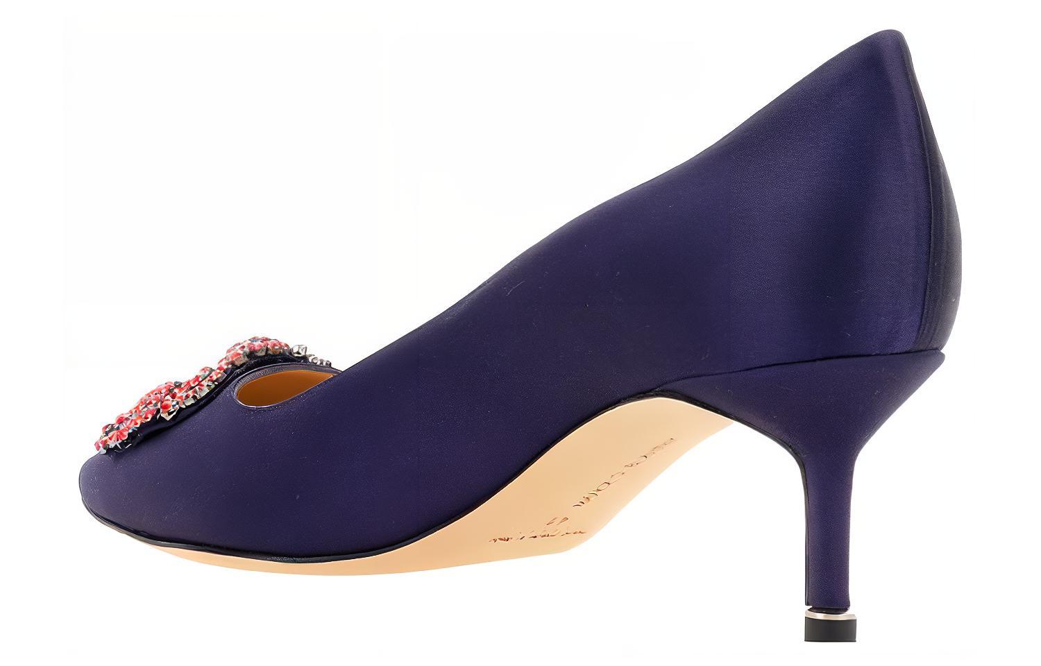 Shop (W) Manolo Blahnik Kasut Tumit Runcing Slip-On 'Ungu' 422-1473-4116