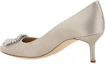 Shop (W) Manolo Blahnik Kasut Tumit Runcing Selipar 'Kelabu' 9XX-0315-0502