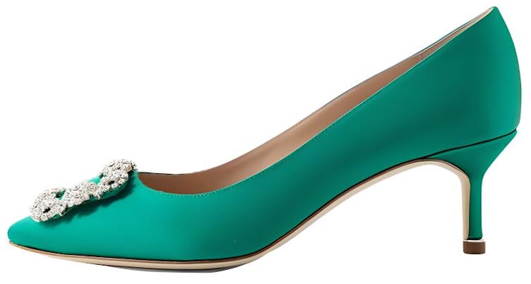 (Women) Manolo Blahnik Pointed-Toe Slip-Ons 'Green Kitten Heel' 9XX-0315-3206 Buy (Women) Manolo Blahnik Pointed-Toe Slip-Ons 'Green Kitten Heel' 9XX-0315-3206