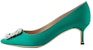 (W) Manolo Blahnik Kasut Tumit Kucing Hujung Runcing 'Hijau Slip-Ons' 9XX-0315-3206