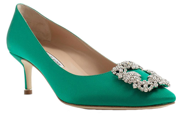 Order (W) Manolo Blahnik Zapatos de Punta 'Tacón Bajo Verde' 9XX-0315-3206