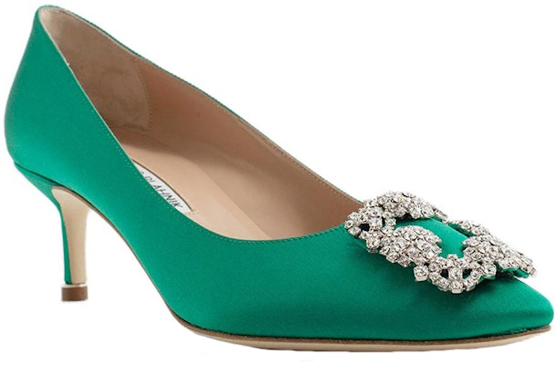 (Women) Manolo Blahnik Pointed-Toe Slip-Ons 'Green Kitten Heel' 9XX-0315-3206 Order (Women) Manolo Blahnik Pointed-Toe Slip-Ons 'Green Kitten Heel' 9XX-0315-3206