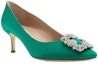 Order (W) Manolo Blahnik Kasut Tumit Kucing Hujung Runcing 'Hijau Slip-Ons' 9XX-0315-3206
