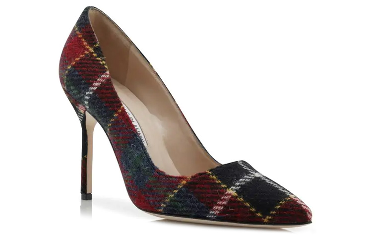 (W) Manolo Blahnik Pointed-Toe Stiletto 'Black Red Plaid' 圖 2