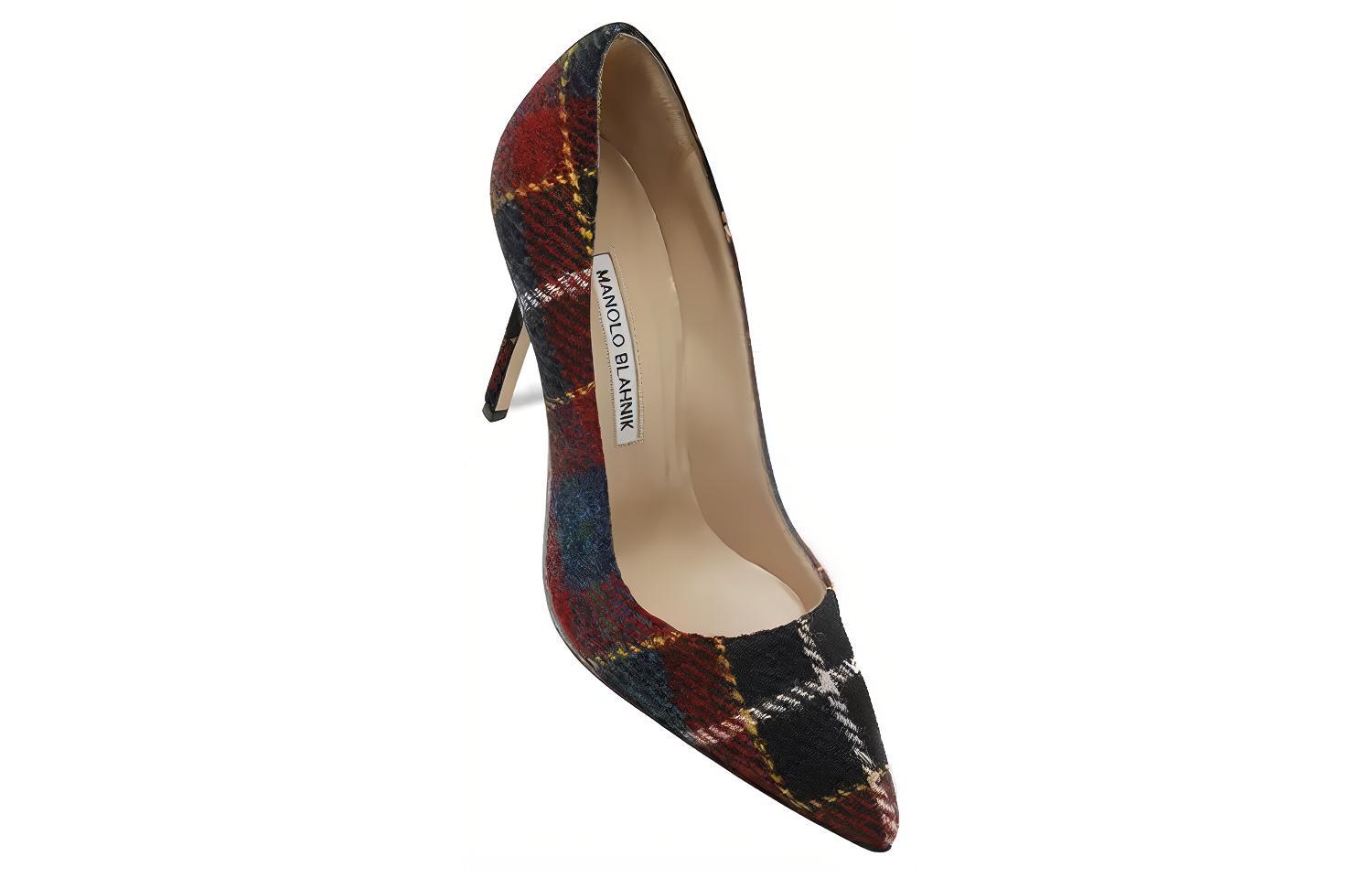 (W) Manolo Blahnik Pointed-Toe Stiletto 'Black Red Plaid' 圖 3