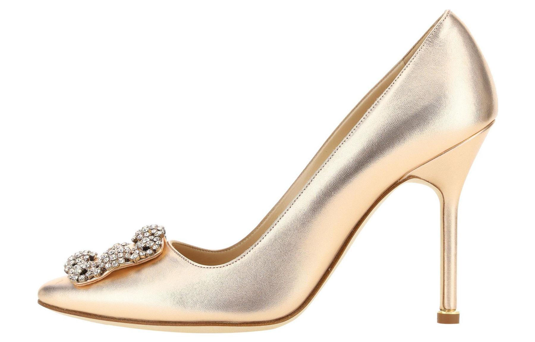 (W) Manolo Blahnik Pointed-Toe Stiletto 'Gold'