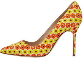 (Women) Manolo Blahnik Pointed-Toe Stiletto 'Yellow Floral' 222-1162-0004 (Women) Manolo Blahnik Pointed-Toe Stiletto 'Yellow Floral' 222-1162-0004