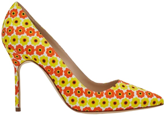(Women) Manolo Blahnik Pointed-Toe Stiletto 'Yellow Floral' 222-1162-0004 Order (Women) Manolo Blahnik Pointed-Toe Stiletto 'Yellow Floral' 222-1162-0004