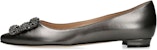 (W) Manolo Blahnik Tumit Tinggi Pointed-Toe Mules 'Kulit Hitam' 223-1496-0001