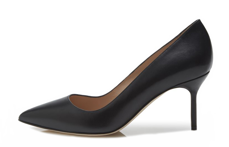 (W) Manolo Blahnik Pointed Toe High Heels 'Black Leather'