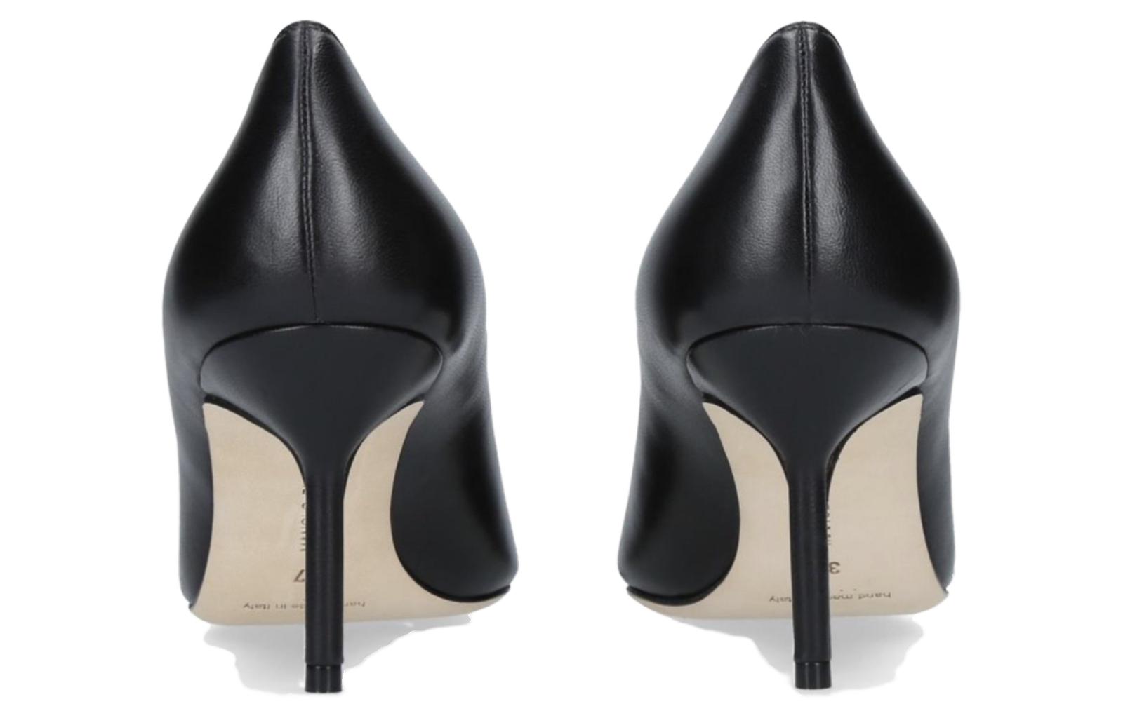 (W) Manolo Blahnik Pointed Toe High Heels 'Black Leather' 圖 5