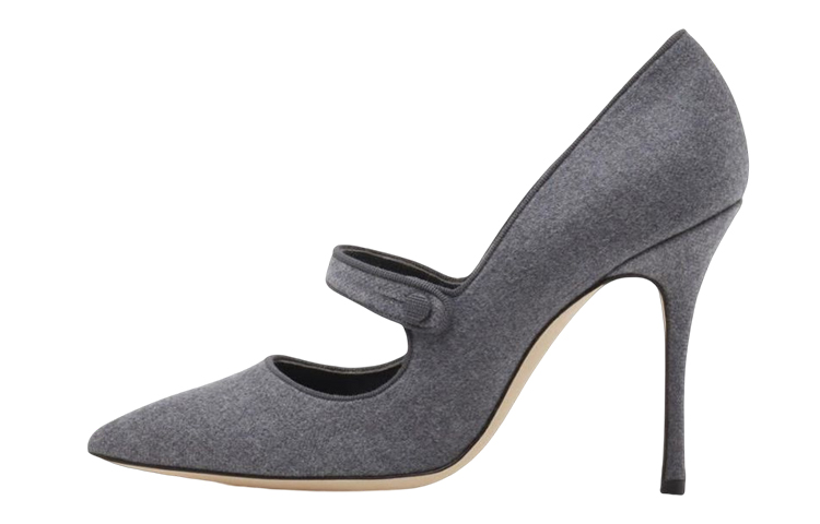 (Women) Manolo Blahnik Pointed Toe High Heels 'Grey Wool' 320-1390-0002