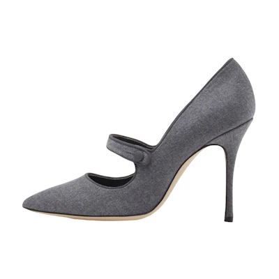 (W) Manolo Blahnik Pointed Toe High Heels 'Grey Wool'
