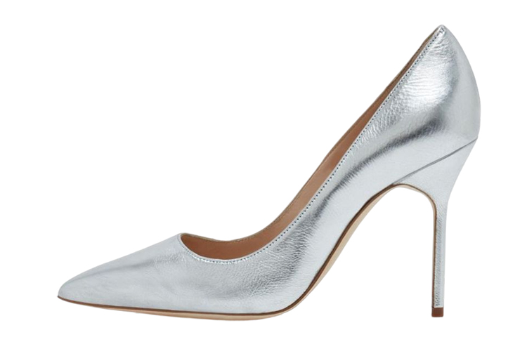 (W) Manolo Blahnik Pointed Toe High Heels 'Silver'
