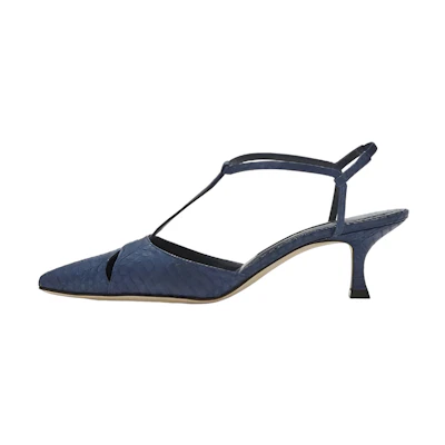(W) Manolo Blahnik Pointed Toe Leather Pumps 'Blue'