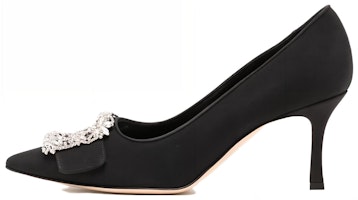 (Women) Manolo Blahnik Pointed Toe Mule 'Black Kitten Heel' 121-1791-0002 (Women) Manolo Blahnik Pointed Toe Mule 'Black Kitten Heel' 121-1791-0002