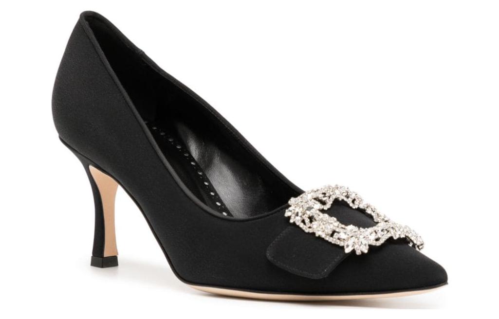 Order (W) Manolo Blahnik Pointed Toe Mule 'Black Kitten Heel' Sepatu Hak Kucing Hitam 121-1791-0002