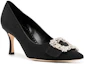Order (W) Manolo Blahnik Pointed Toe Mule 'Black Kitten Heel' Sepatu Hak Kucing Hitam 121-1791-0002