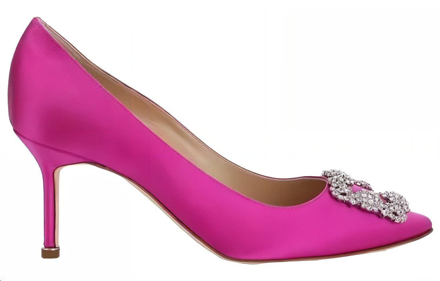 Order (W) Manolo Blahnik Kasut Tumit Runcing Tumit 'Merah Jambu 7cm' 9XX-0316-0046