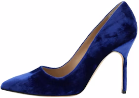 (Women) Manolo Blahnik Pointed-Toe Mule Stiletto 'Blue Velvet' 323-2552-4326 (Women) Manolo Blahnik Pointed-Toe Mule Stiletto 'Blue Velvet' 323-2552-4326