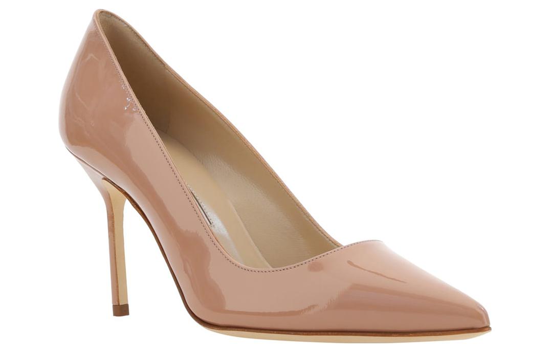 Order (W) Manolo Blahnik Sepatu Tumit Tinggi Slip-On Hujung Runcing 'Beige' 9XX-0536-2509