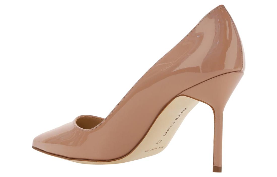 Lookbook (W) Manolo Blahnik Sepatu Tumit Tinggi Slip-On Hujung Runcing 'Beige' 9XX-0536-2509