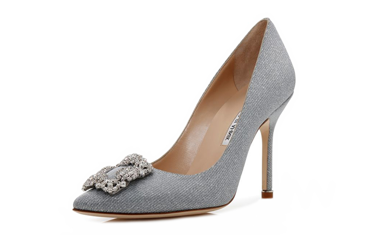 (W) Manolo Blahnik Pointed Toe Slip-On Stiletto 'Silver' 圖 4