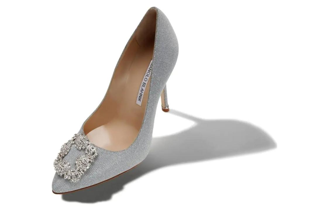 (W) Manolo Blahnik Pointed Toe Slip-On Stiletto 'Silver' 圖 5