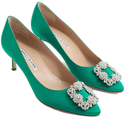 MANOLO BLAHNIK 尖頭套穿 細跟 高跟鞋 5cm 女款 綠色 Lookbook MANOLO BLAHNIK 尖頭套穿 細跟 高跟鞋 5cm 女款 綠色