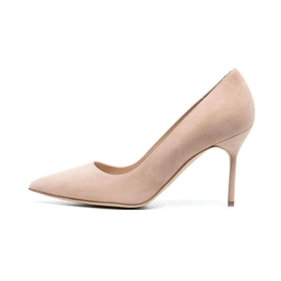 (W) Manolo Blahnik Pointed Toe Stiletto 'Pink Suede'