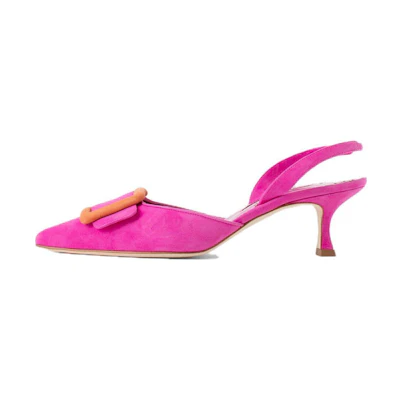 (W) Manolo Blahnik Pointed Toe Stiletto 'Pink Leather'
